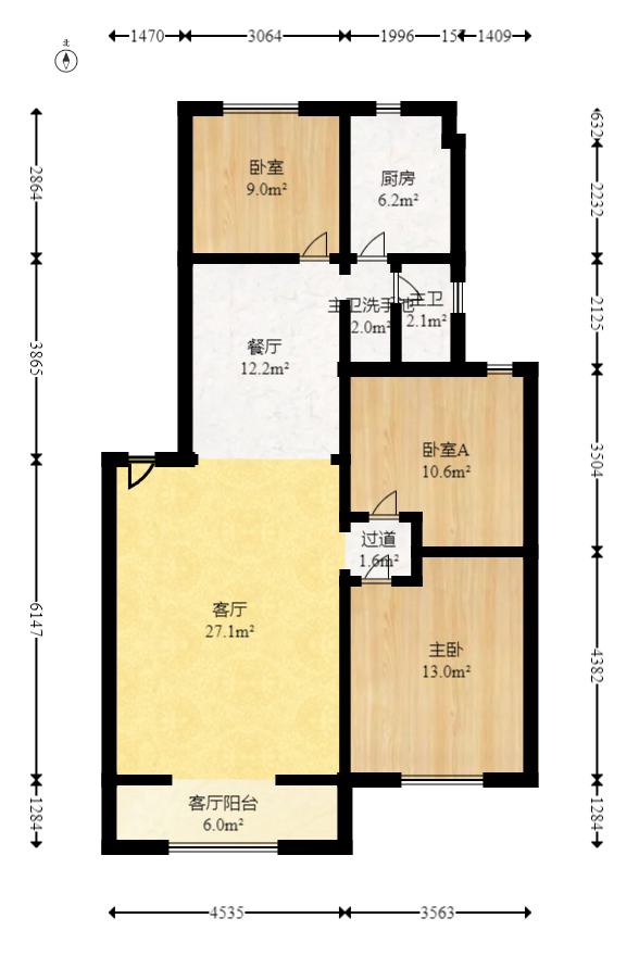 湘绣城  3室2厅1卫   53.80万室内图1