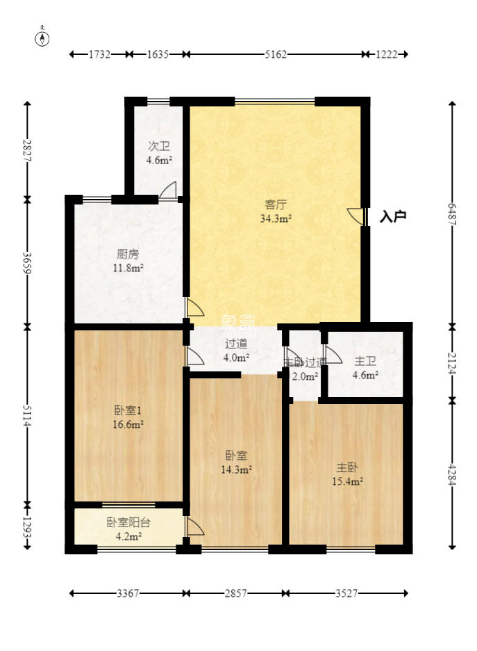 水月林公寓（建行宿舍）  3室2厅1卫   130.00万室内图1