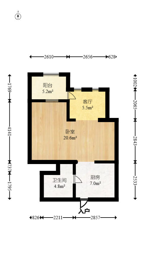 听香水榭  1室1厅1卫   30.00万室内图1