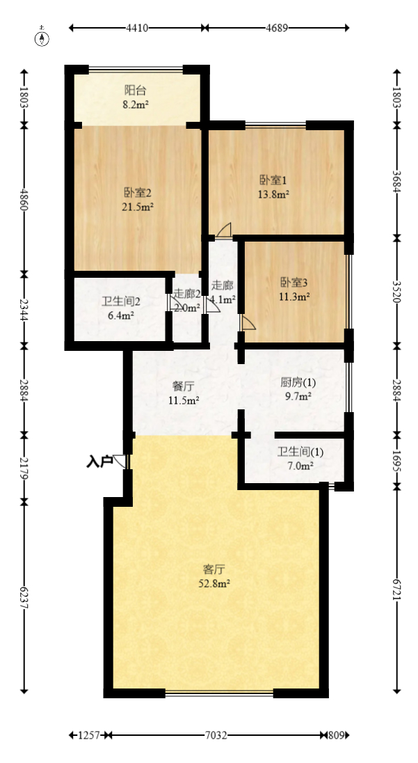 湘超景园  3室2厅2卫   225.80万室内图1