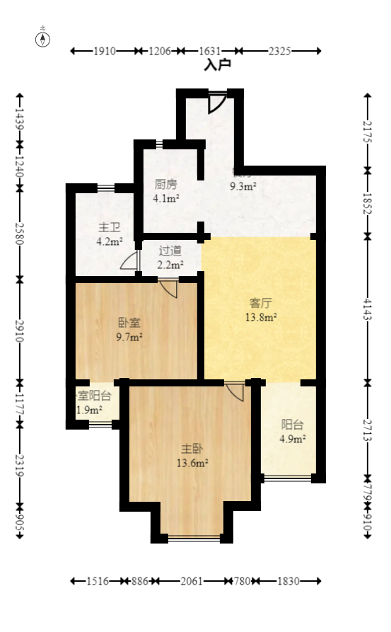 郡原居里 2室1厅1卫 47.8万 郡原居里 2室1厅1卫 47.8万户型图