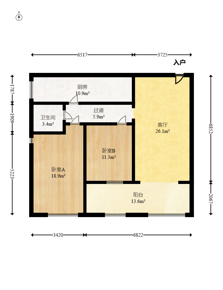 望兴嘉年华（望兴新苑）  3室1厅1卫   66.00万室内图1