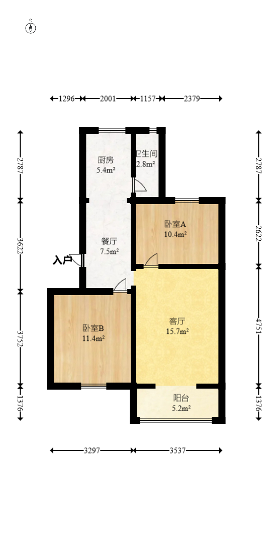 暮云镇水电八局  2室1厅1卫   27.00万室内图1