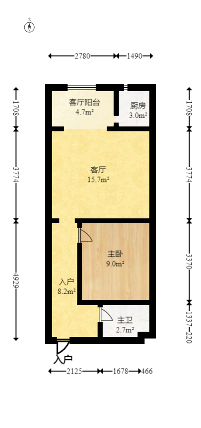 开源鑫景  1室1厅1卫   35.00万室内图1