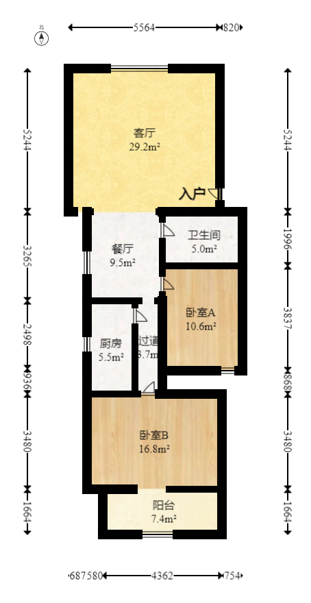 邮政宿舍（局关祠协和里2号）  2室2厅1卫   50.00万室内图1