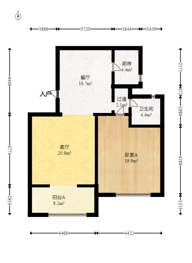 中城丽景香山园  2室2厅1卫   83.00万室内图1
