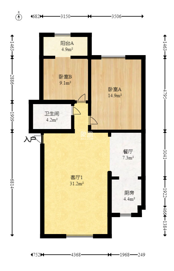 紫薇苑  2室2廳1衛(wèi)   75.00萬(wàn)