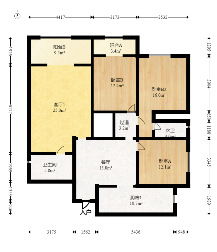 香樟鑫都  3室2厅2卫   130.00万室内图1