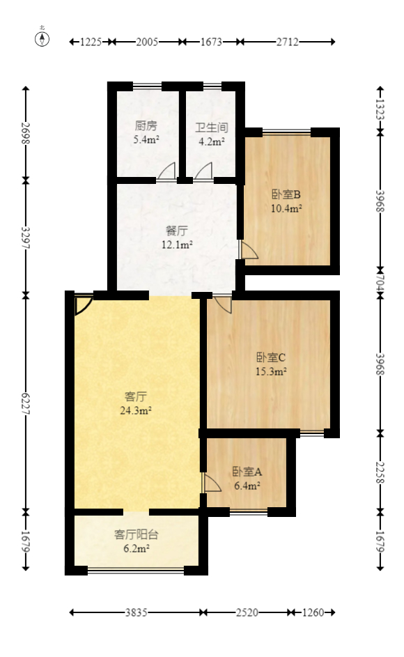 德润园  3室2厅1卫    72.79万室内图1