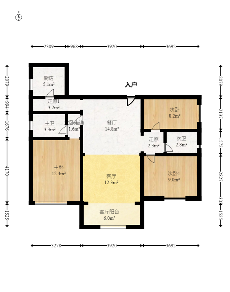 逸秀雅苑 3室2厅2卫 138.0万 逸秀雅苑 3室2厅2卫 138.0万户型图