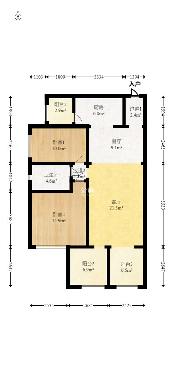 时代倾城三期  2室2厅1卫   88.00万