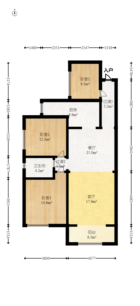 润和之悦（金泽园）  3室2厅1卫   69.00万室内图1