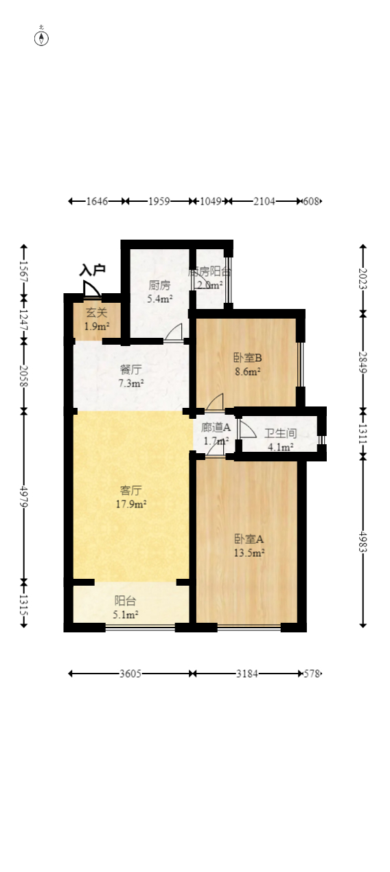 江山帝景哈佛  2室1厅1卫    82.0万室内图1