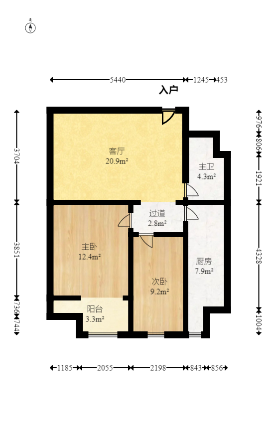北辰三角洲E4區(qū)  2室1廳1衛(wèi)    103.0萬室內(nèi)圖1