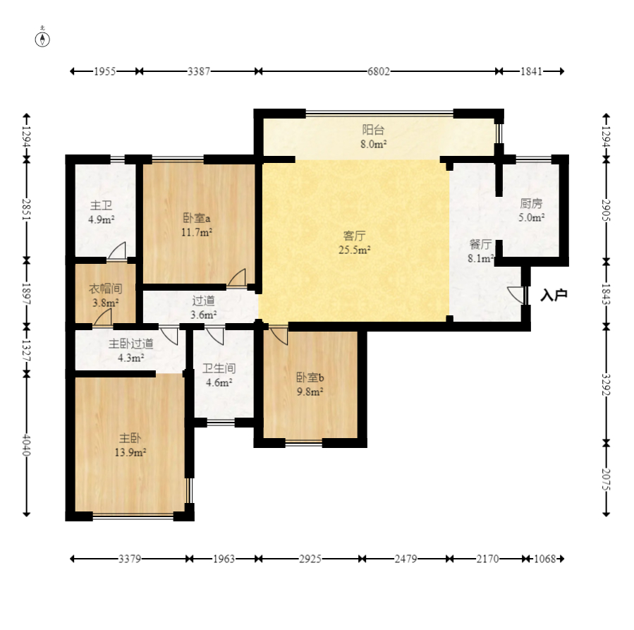 中粮鸿云 3室2厅2卫 94.0万 中粮鸿云 3室2厅2卫 94.0万户型图