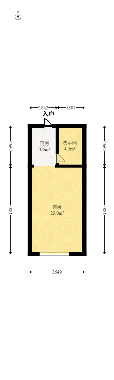 明昇壹城（明昇时代广场）三期  1室1厅1卫   55.00万室内图1