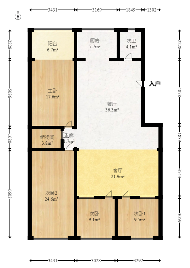 顺发新村  4室2厅2卫   155.00万室内图1