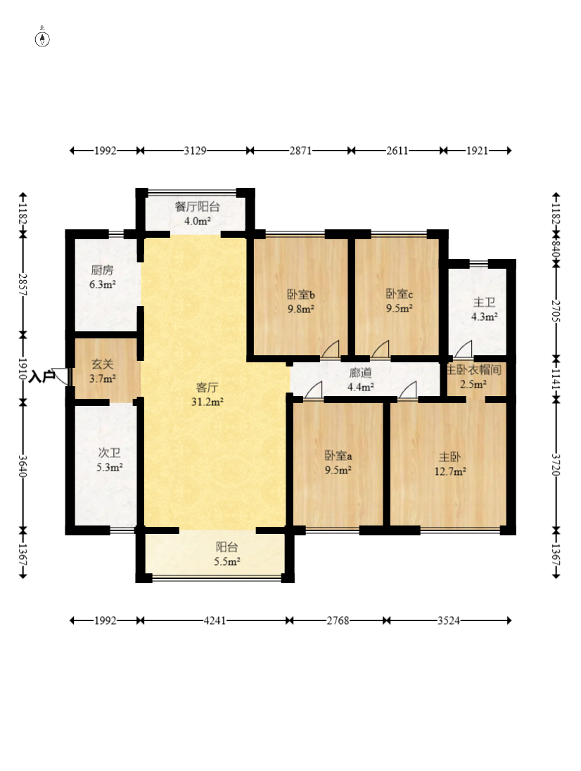 萬(wàn)科金色夢(mèng)想A區(qū)  4室2廳2衛(wèi)    180.0萬(wàn)室內(nèi)圖1