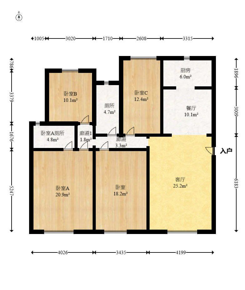 兰亭湾畔  4室2厅2卫   139.00万室内图1