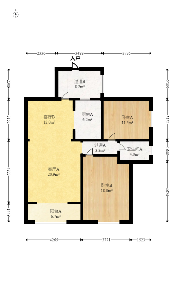 世纪桃花苑 2室2厅1卫 42.0万 世纪桃花苑 2室2厅1卫 42.0万户型图