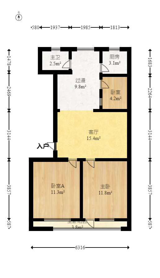 星沙商业步行街  2室2厅1卫    39.8万室内图1