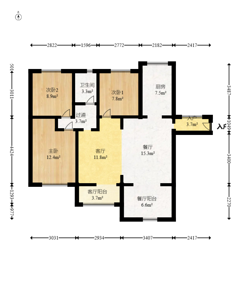 筑梦佳园 3室2厅1卫 55.0万 筑梦佳园 3室2厅1卫 55.0万户型图
