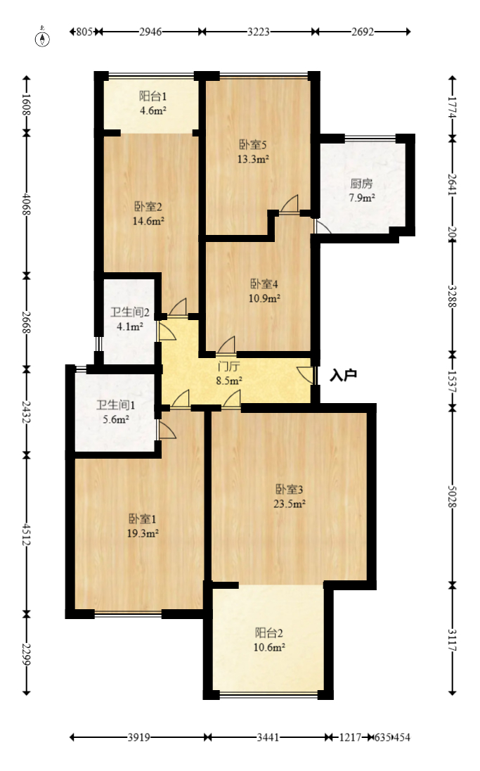 博林金谷  3室2厅2卫    139.8万室内图1
