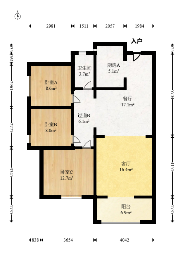 中建璟和城  3室2厅1卫    86.0万室内图1