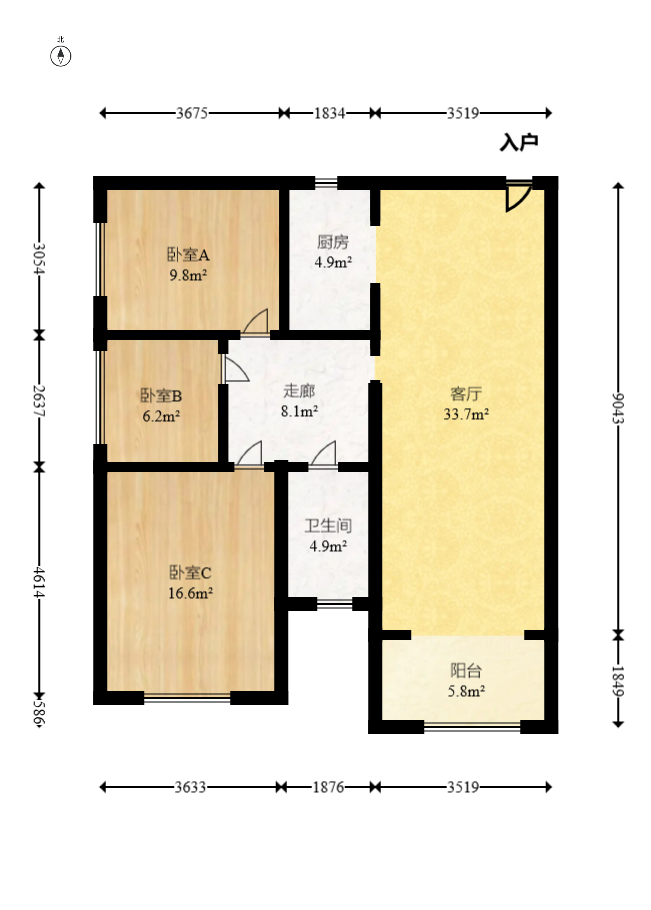 鑫远悦城(鑫远悦时代) 3室2厅1卫 102.0万 鑫远悦城(鑫远悦时代) 3室2厅1卫 102.0万户型图