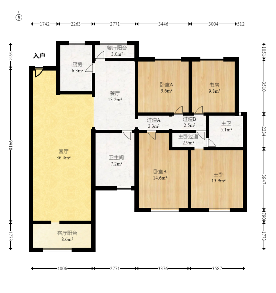 八方小区A区  4室2厅2卫    508.0万室内图1