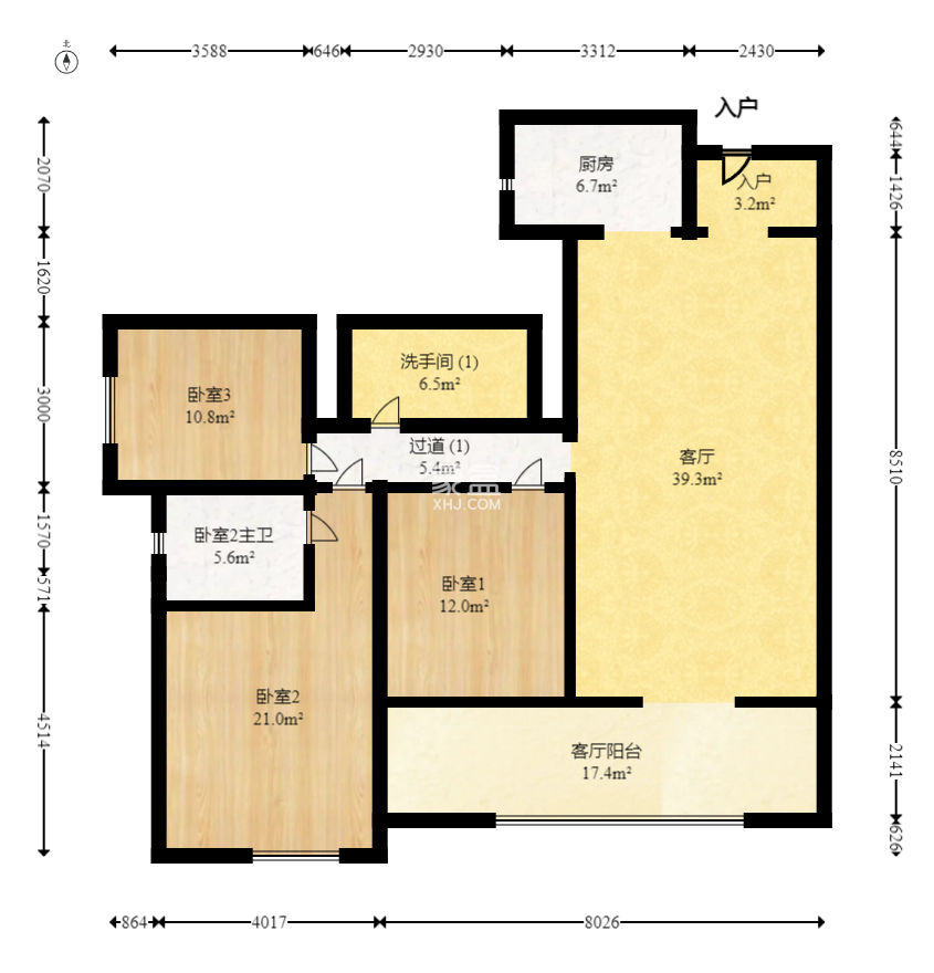 万博汇  3室2厅2卫   248.00万
