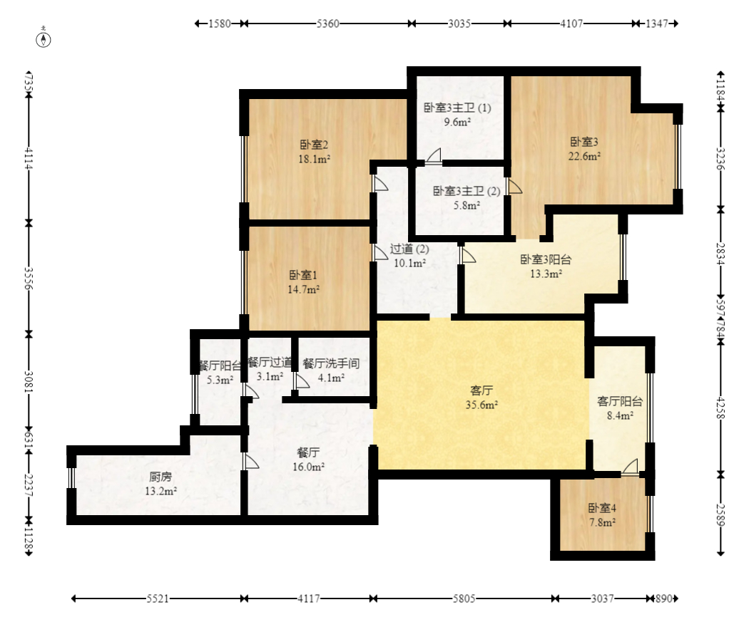 万博汇  4室2厅2卫   396.00万室内图1