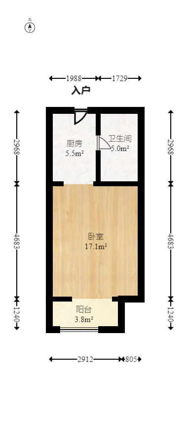 五矿紫湖香醍  1室1厅1卫   21.00万室内图1