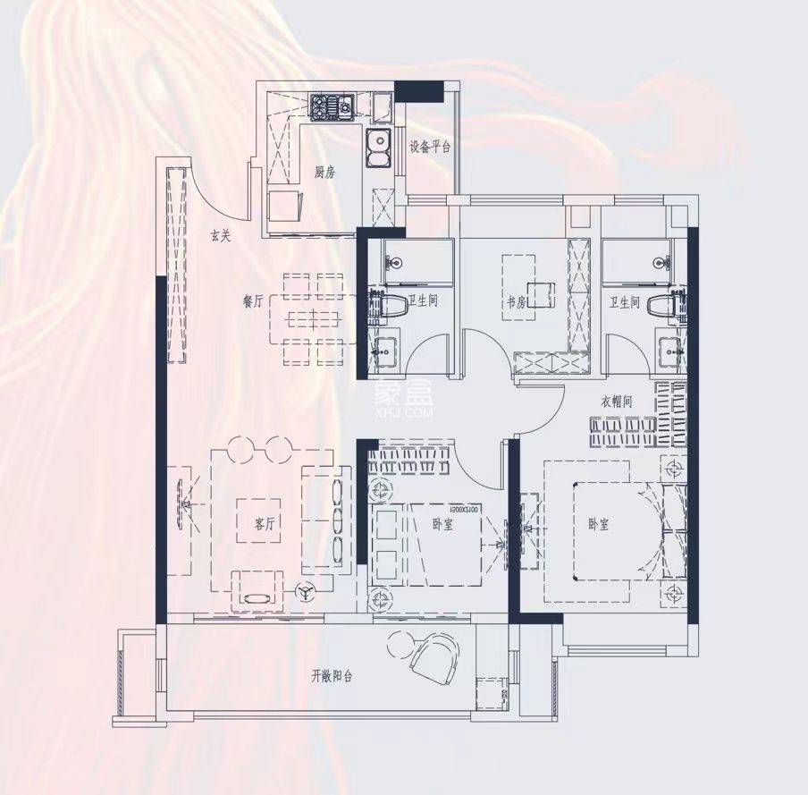 建发央著  3室2厅2卫    82.0万