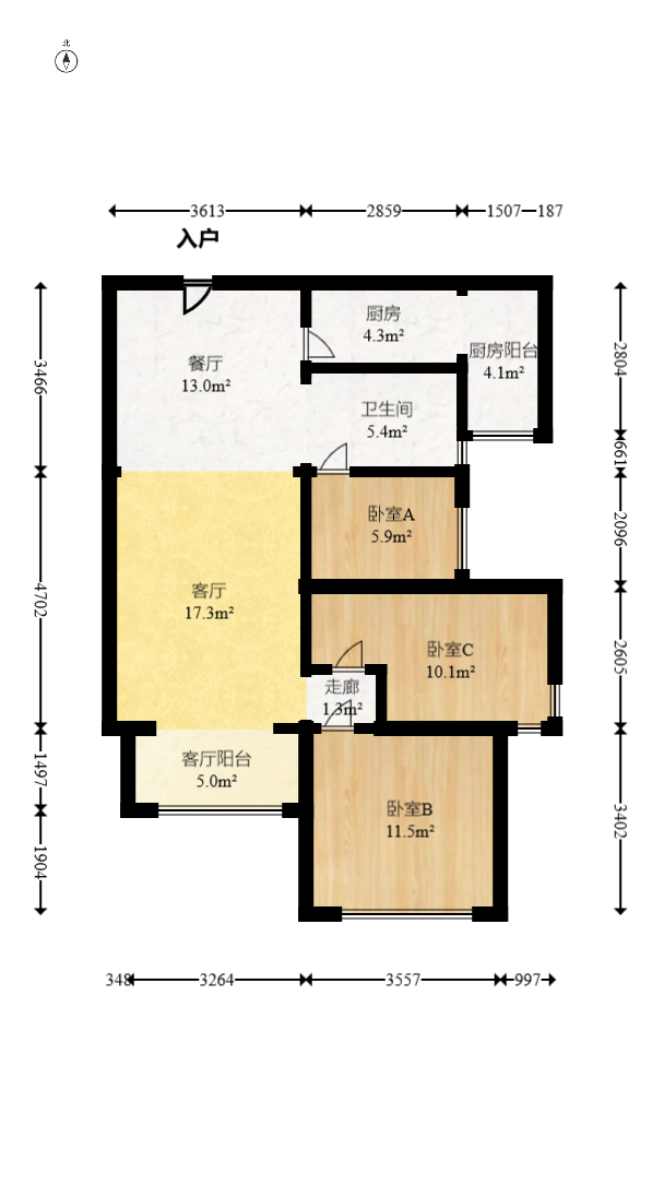 中信凯旋蓝岸(中信新城三期)  3室2厅1卫    45.0万 中信凯旋蓝岸(中信新城三期)  3室2厅1卫    45.0万户型图
