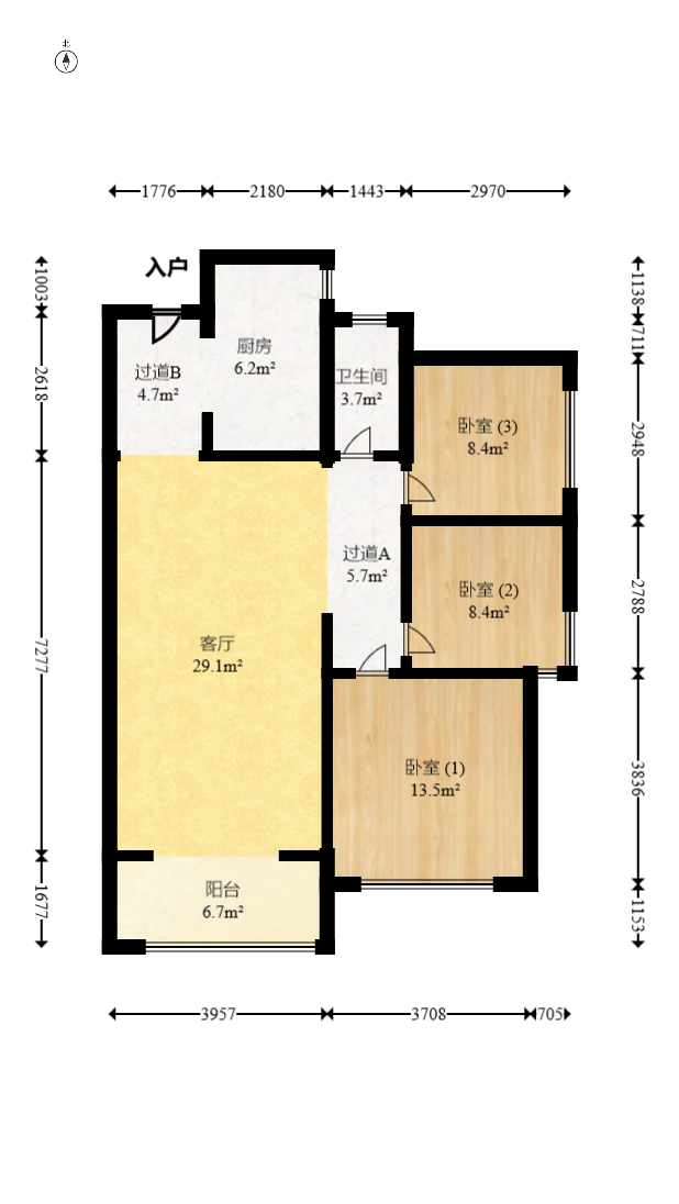 中建璟和城  3室2厅2卫    92.8万室内图1