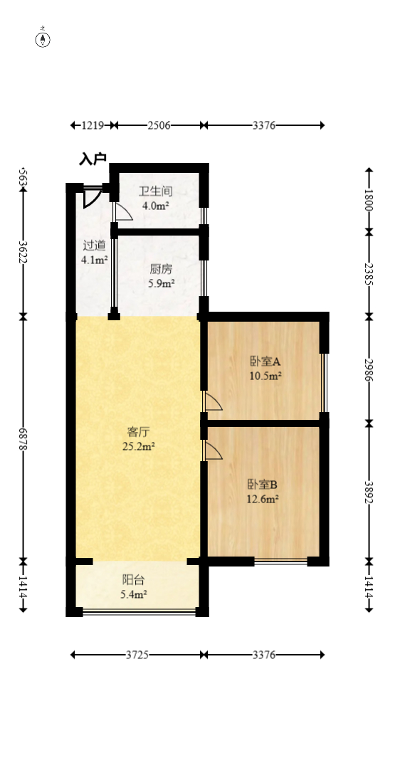 丽发新城  2室2厅1卫   68.00万室内图1
