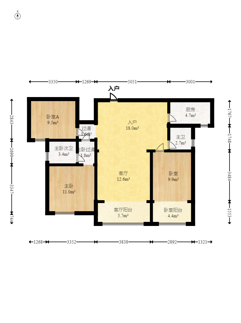 星雅美辰 3室2厅2卫 110.0万 星雅美辰 3室2厅2卫 110.0万户型图
