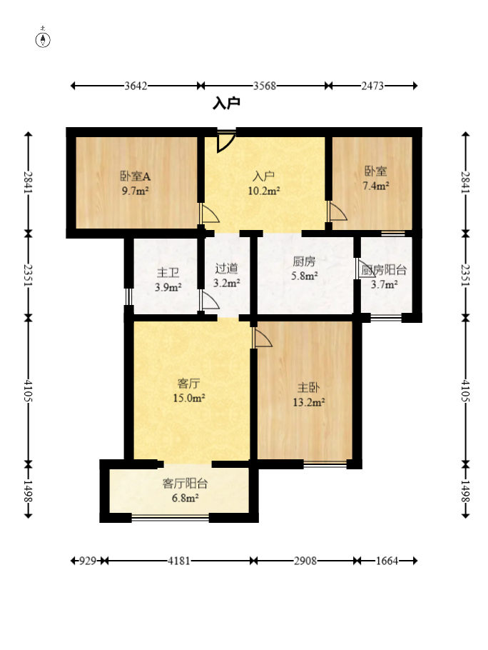 三一街区  3室2厅1卫   65.00万室内图1