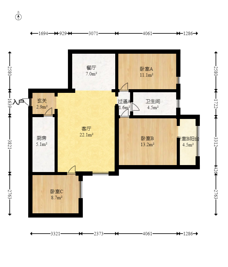 金麓西岸和苑  3室2廳1衛(wèi)    72.0萬(wàn)室內(nèi)圖1