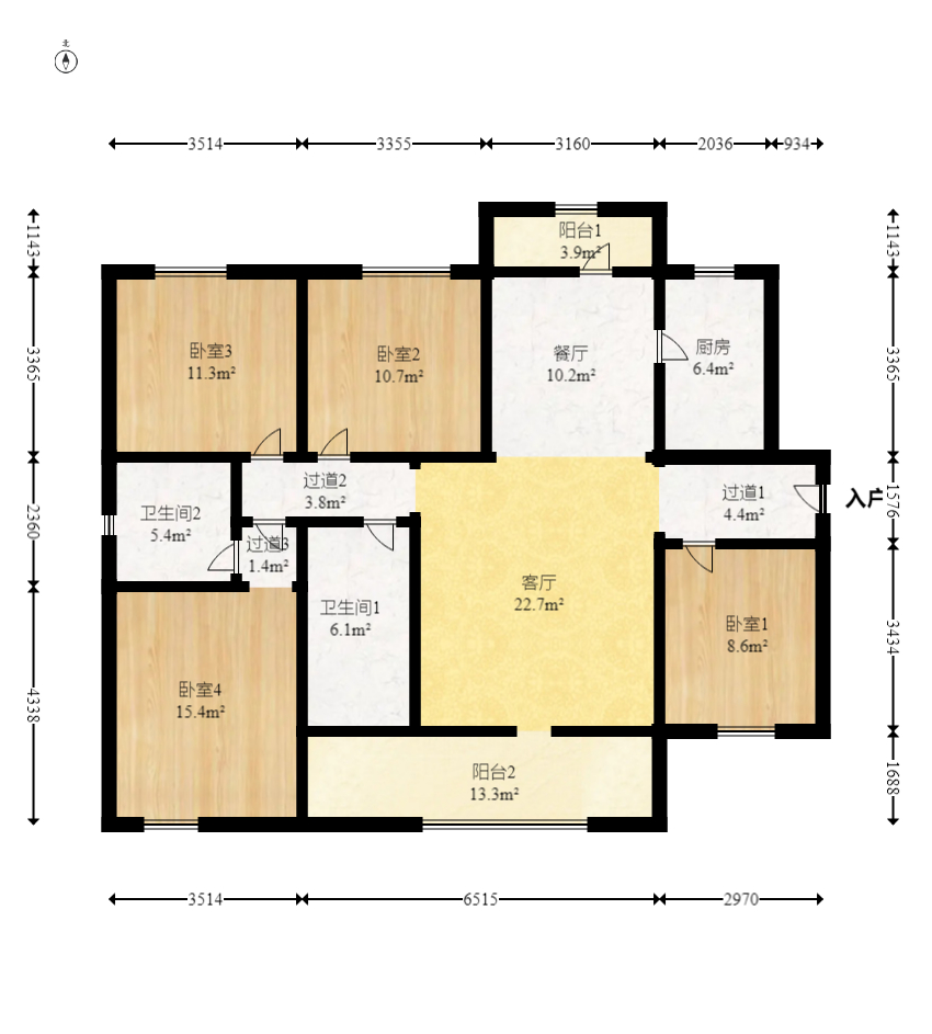 润和滨江府  4室2厅2卫   139.00万室内图1