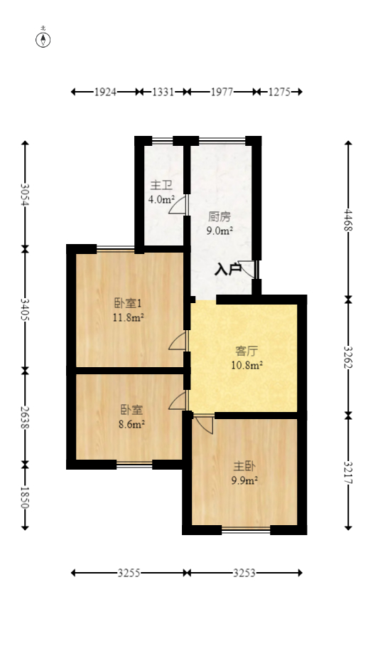 向韶村  3室1厅1卫   52.00万室内图1