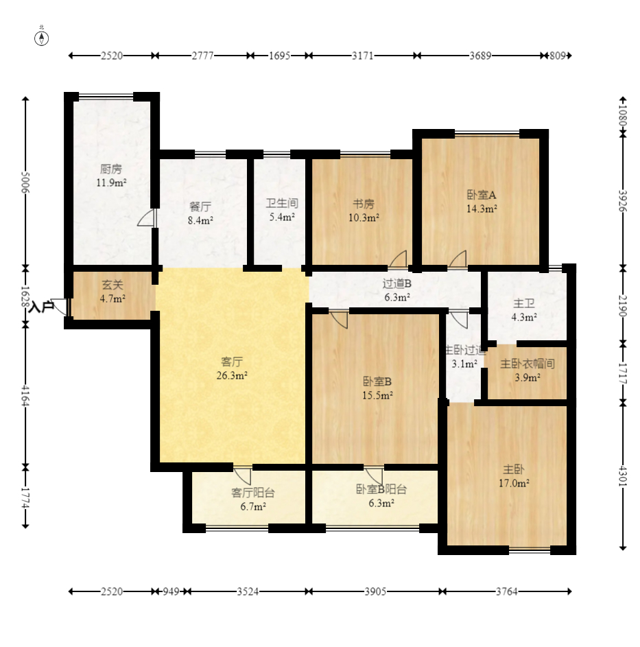 八方小区C区  4室2厅2卫   488.00万室内图1