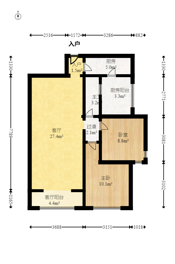 深业睿城 2室2厅1卫 56.8万 深业睿城 2室2厅1卫 56.8万户型图