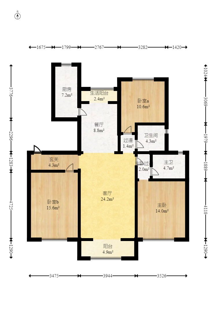 金地三千府(金地湖山樾、金地自在城) 3室2厅2卫 107.5万 金地三千府(金地湖山樾、金地自在城) 3室2厅2卫 107.5万户型图