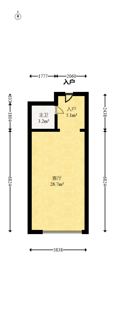 华润置地广场二期  1室1厅1卫    30.8万 华润置地广场二期  1室1厅1卫    30.8万户型图