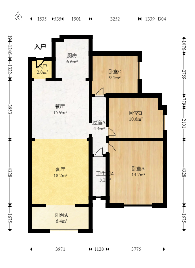 中建嘉和城  3室2厅1卫    104.0万室内图1
