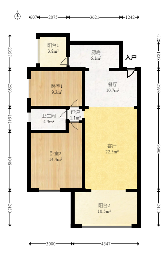 时代倾城四期  2室2厅1卫   72.00万室内图1