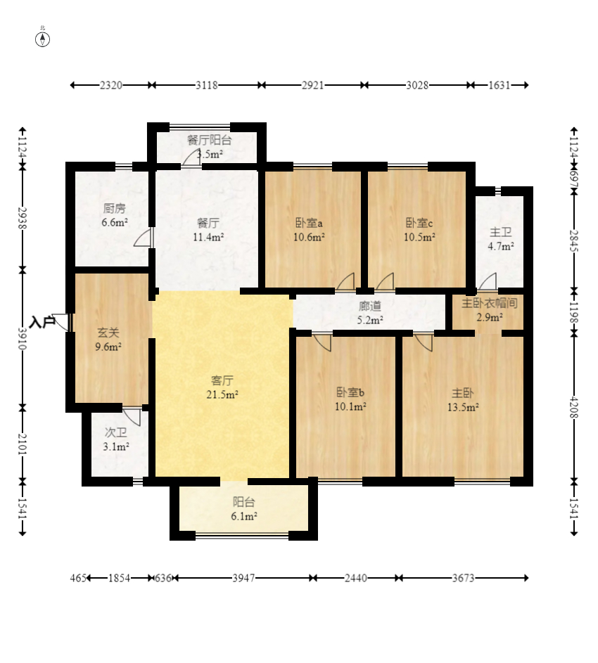 万科金色梦想B区  4室2厅2卫   202.00万室内图1