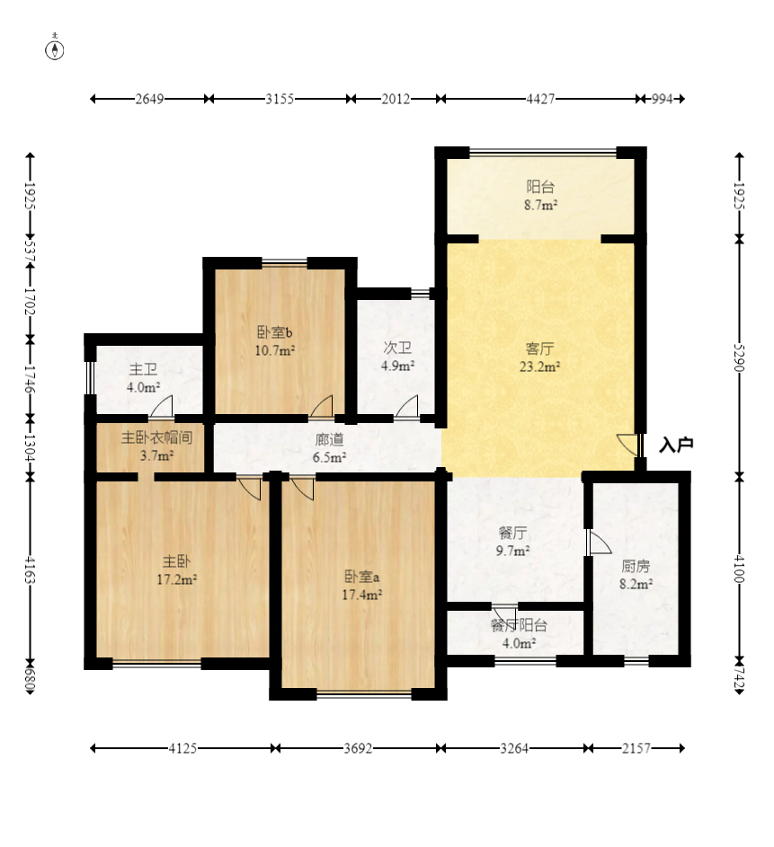 保利麓谷林语B区  3室2厅1卫    135.6万室内图1